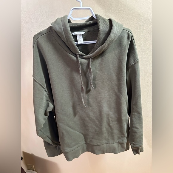 H&M basics olive green hoodie - Picture 1 of 8